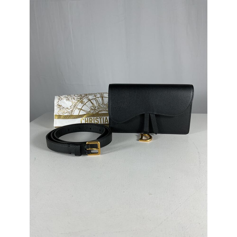 Dior 'Saddle' Black Leather Rectangular Leather H… - image 2